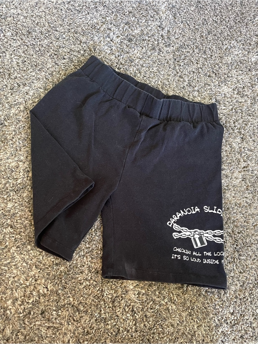 Black Graphic Gym Shorts with Elastic Waist